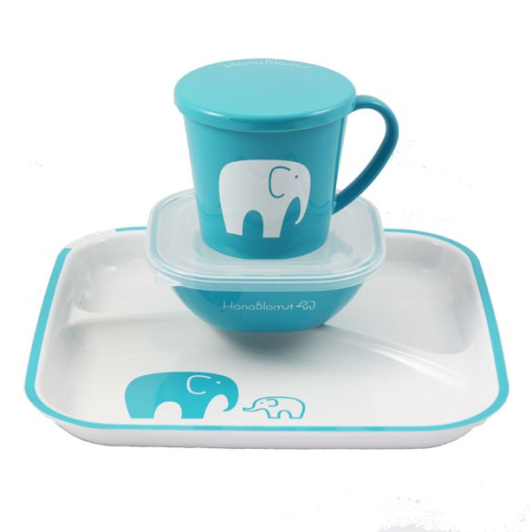 Hanablomst-kids-dinner-set-Elephant-blue